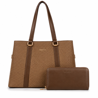 Sac à Main pour Femme Cabas Tressé + Portefeuille