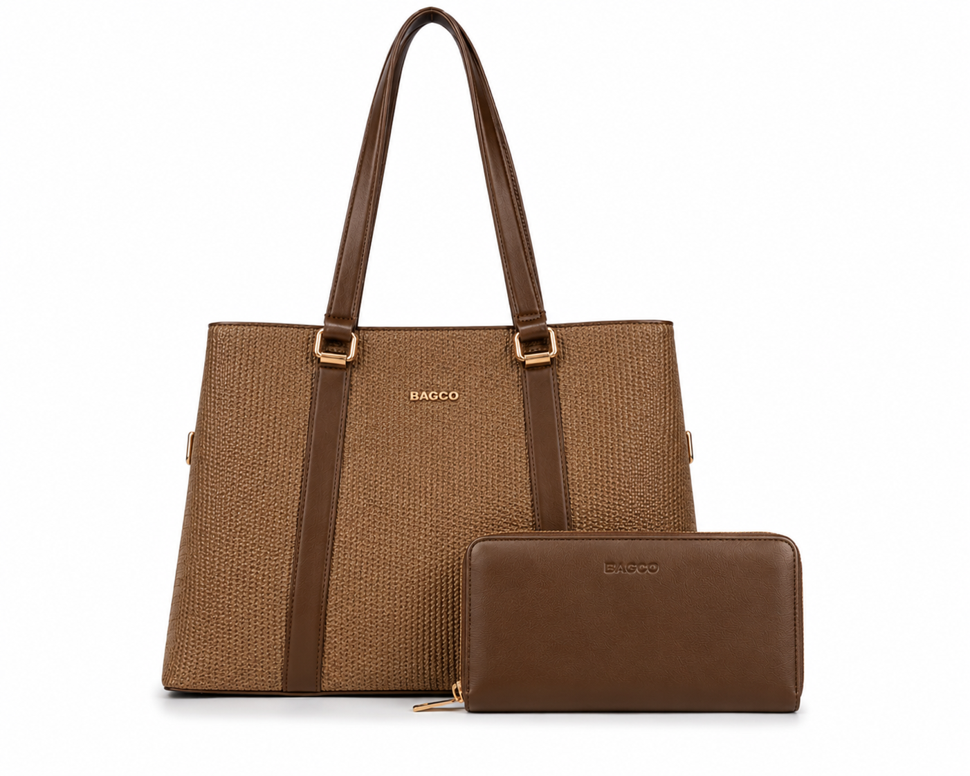 Sac à Main pour Femme Cabas Tressé + Portefeuille
