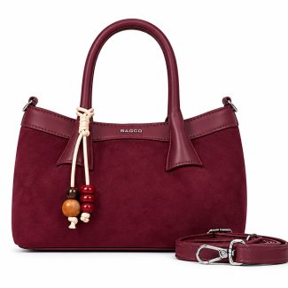 Sac à Main pour Femme Daim Bordeaux - Charme Perles - Maroc